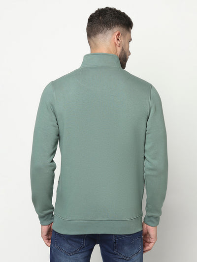 Green Lined Zipper Sweatshirt-Men Sweatshirts-Crimsoune Club