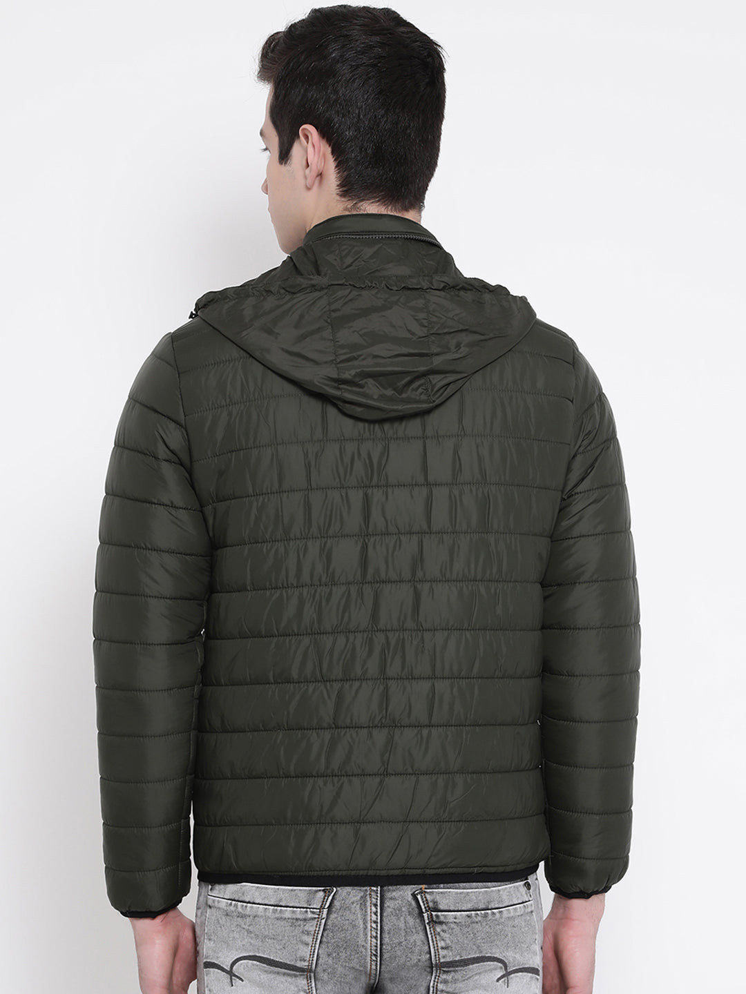 Green Solid Hooded Jackets-Mens Jacket-Crimsoune Club