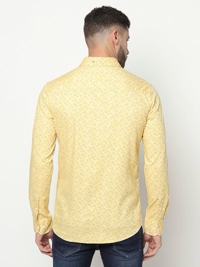 Yellow Floral Shirt-Men Shirts-Crimsoune Club