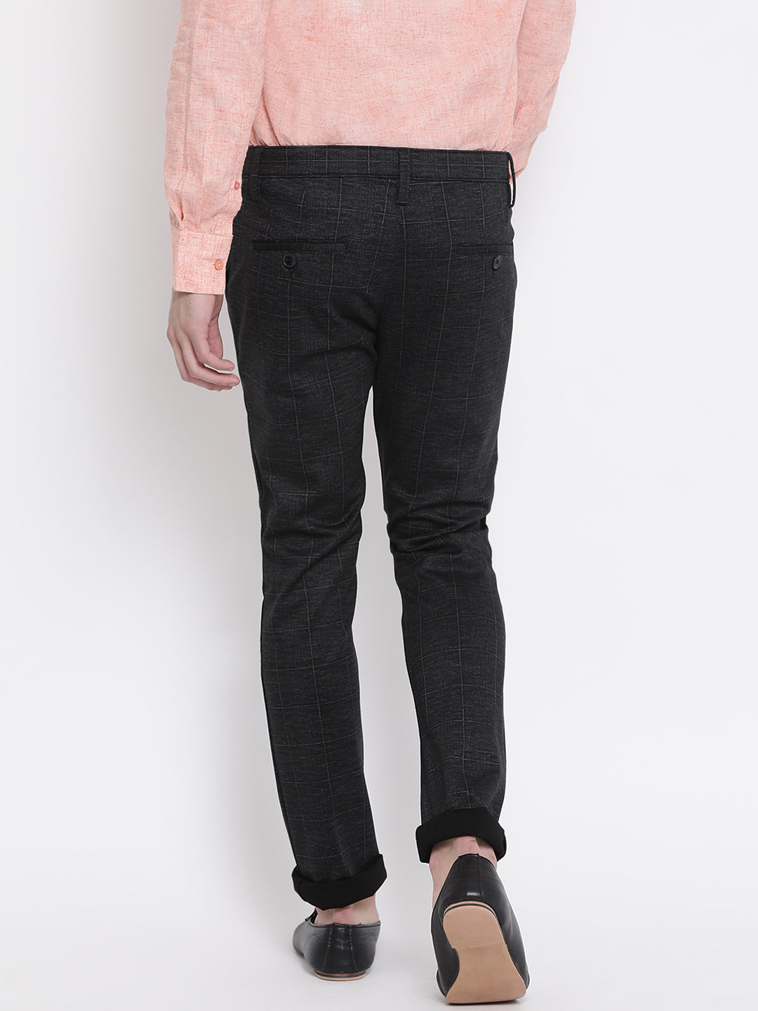 Black Checked Slim fit Trousers - Men Trousers