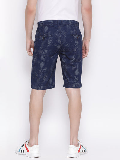 Navy Blue Printed shorts - Men Shorts