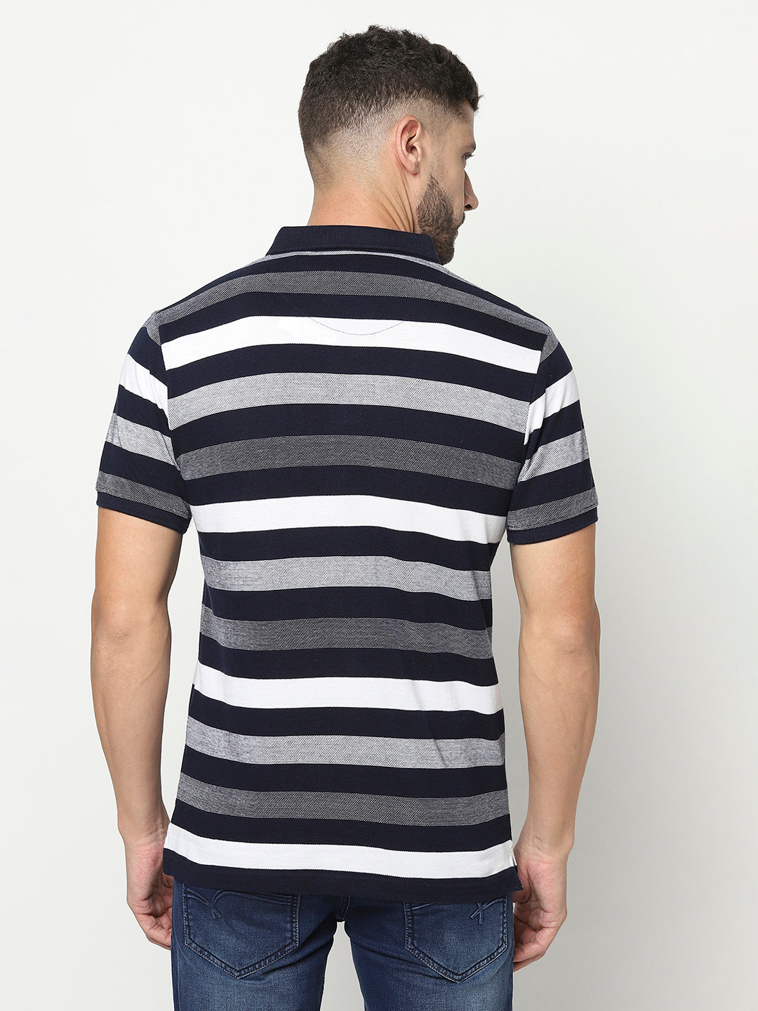 Multi-Coloured Striped Polo T-Shirt-Men T-Shirts-Crimsoune Club