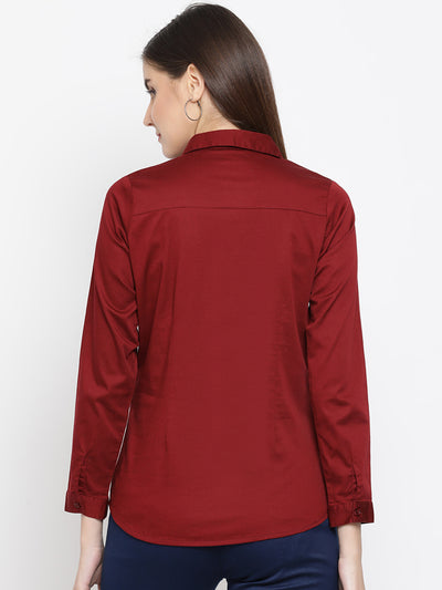 Red Button up Shirt - Women Shirts