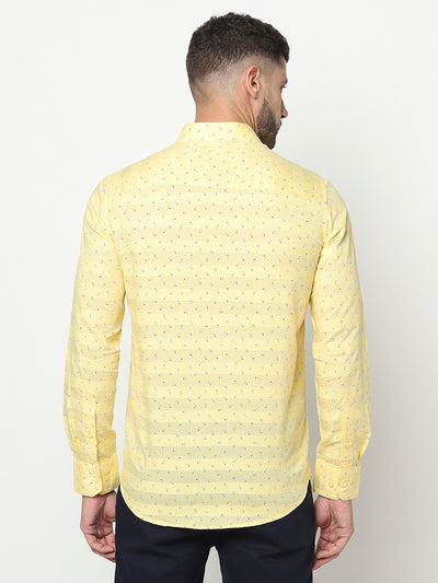 Yellow Abstract Print Shirt-Men Shirts-Crimsoune Club