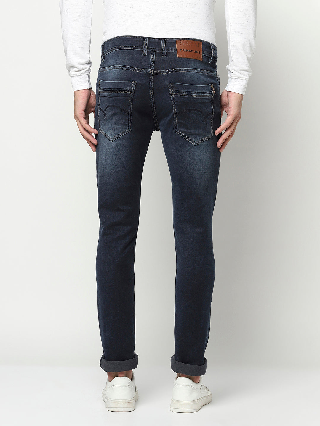 Navy Blue Slim Jeans-Men Jeans-Crimsoune Club