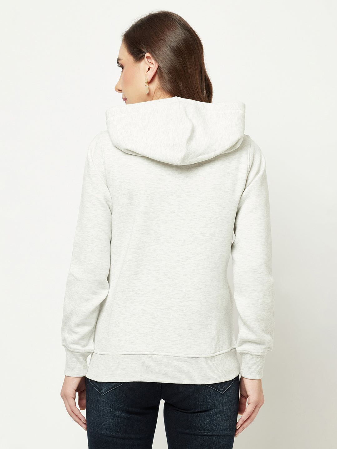  Melange White Zipper Sweatshirt