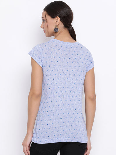 Blue Dotted T-Shirt - Women T-Shirts