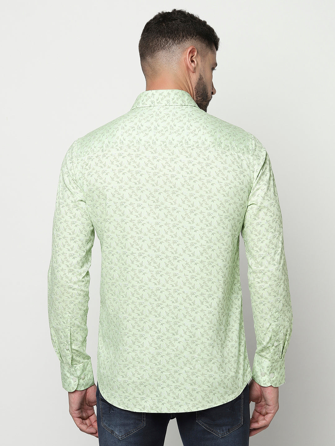 Mint Green Floral Shirt-Men Shirts-Crimsoune Club