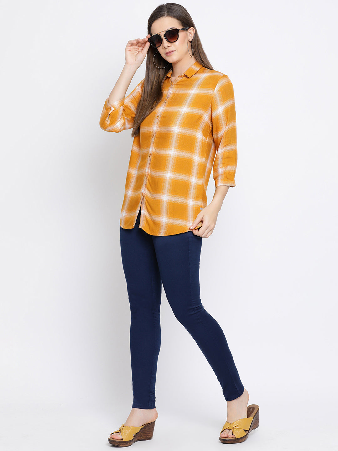 Checked Button up Shirt - Women Shirts