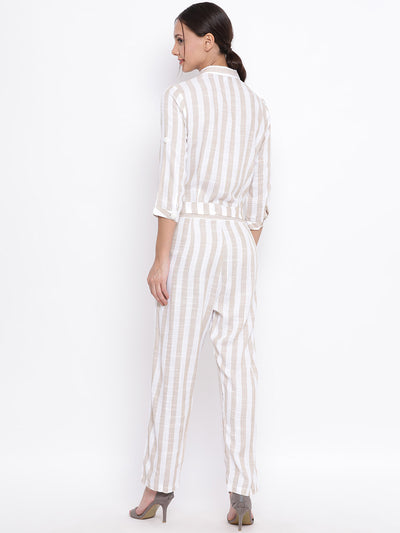 Grey Striped Jumpsuit - Women Jumpsuits