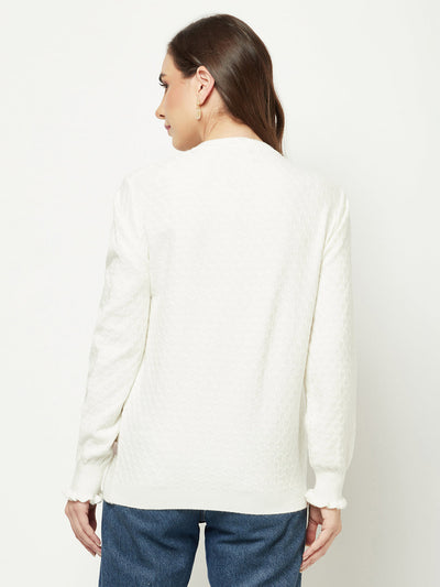  White Cable Knit Cardigan 