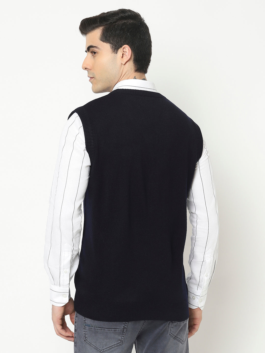  Blue Sweater Vest with Logo Crest