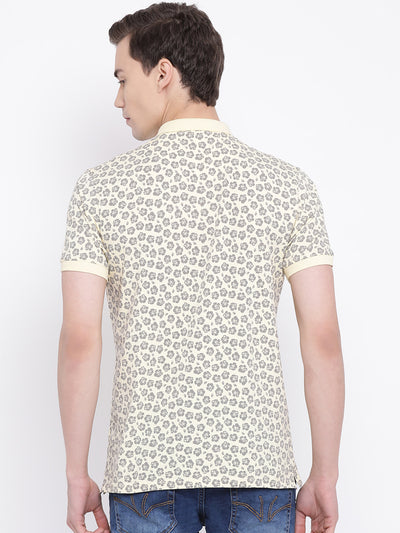 Yellow Printed Polo Neck T-Shirt - Men T-Shirts