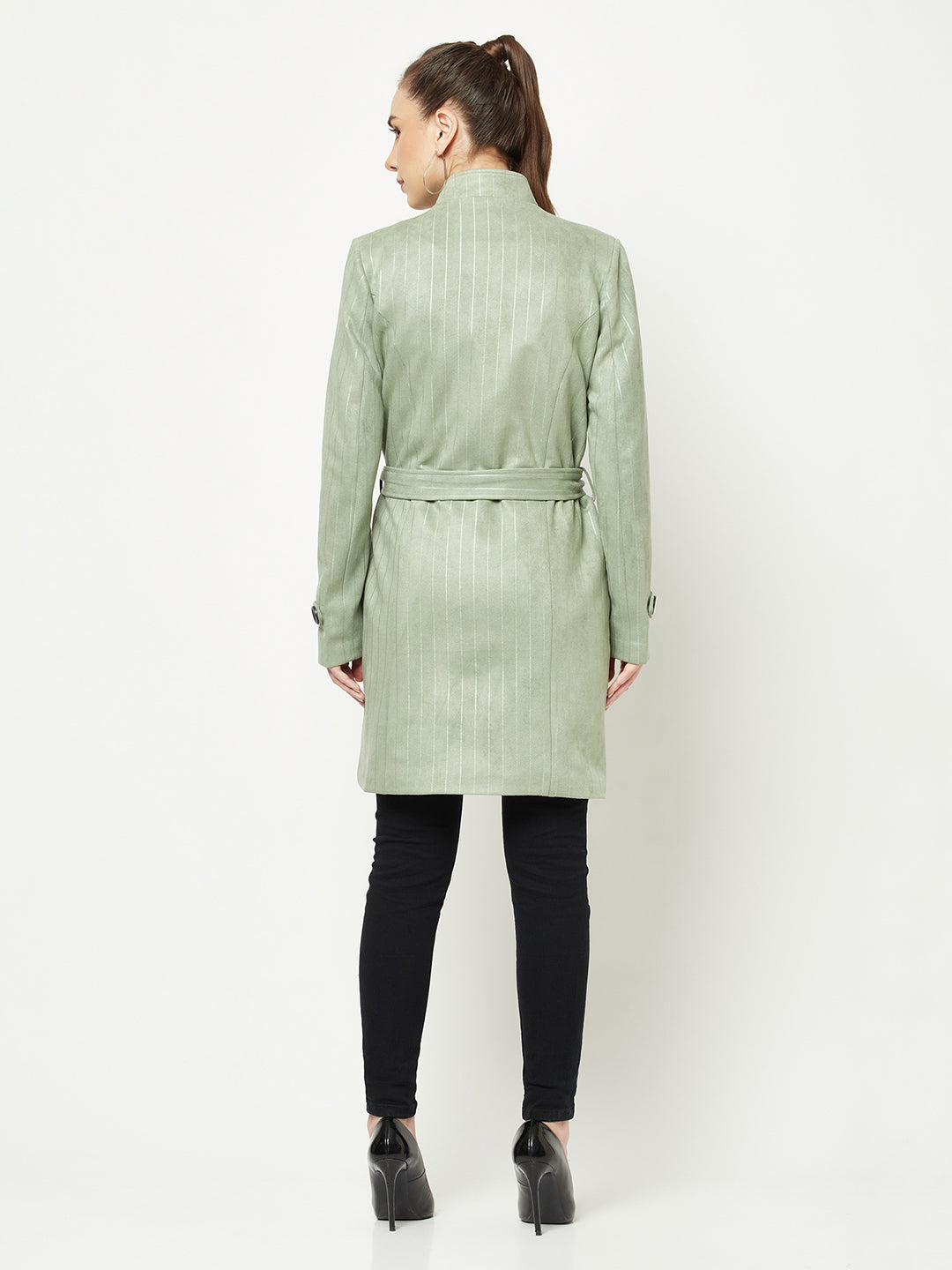  Light Green Striped Over-Coat