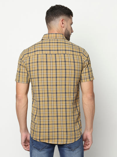 Yellow Checked Shirt-Men Shirts-Crimsoune Club