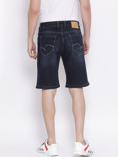 Navy Blue Slim Fit Denim shorts - Men Shorts