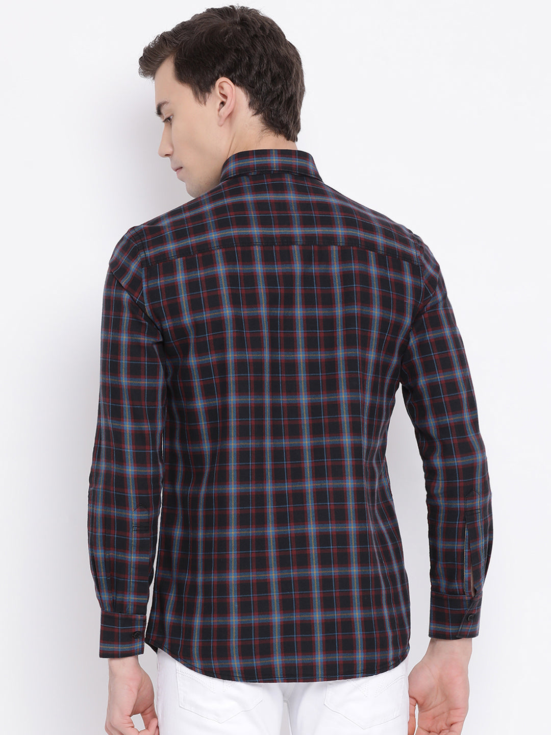 Black Checked Slim Fit Full Sleeves Shirt - Men Shirts