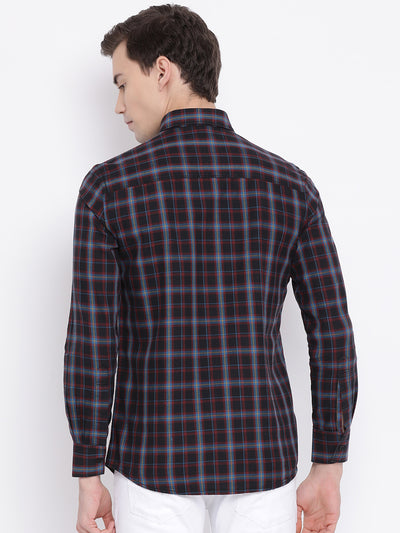 Black Checked Slim Fit Full Sleeves Shirt - Men Shirts