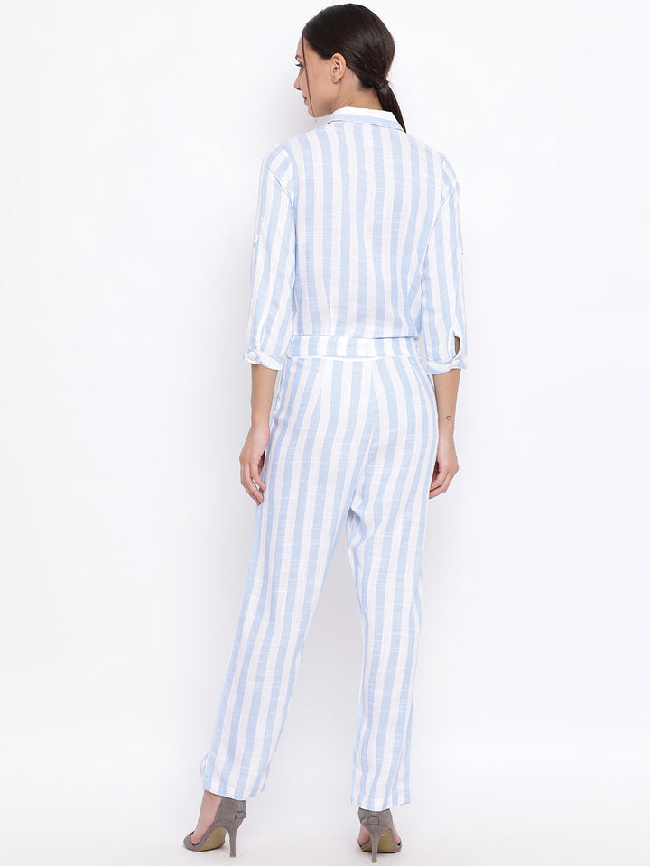 Blue Striped Jumpsuit - Women Jumpsuits