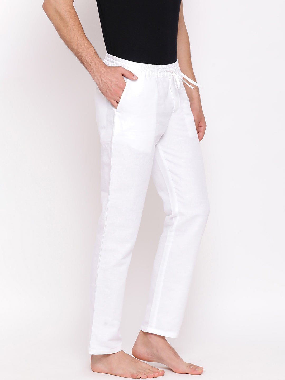White Slim fit Cotton Lounge Pants - Men Lounge Pants