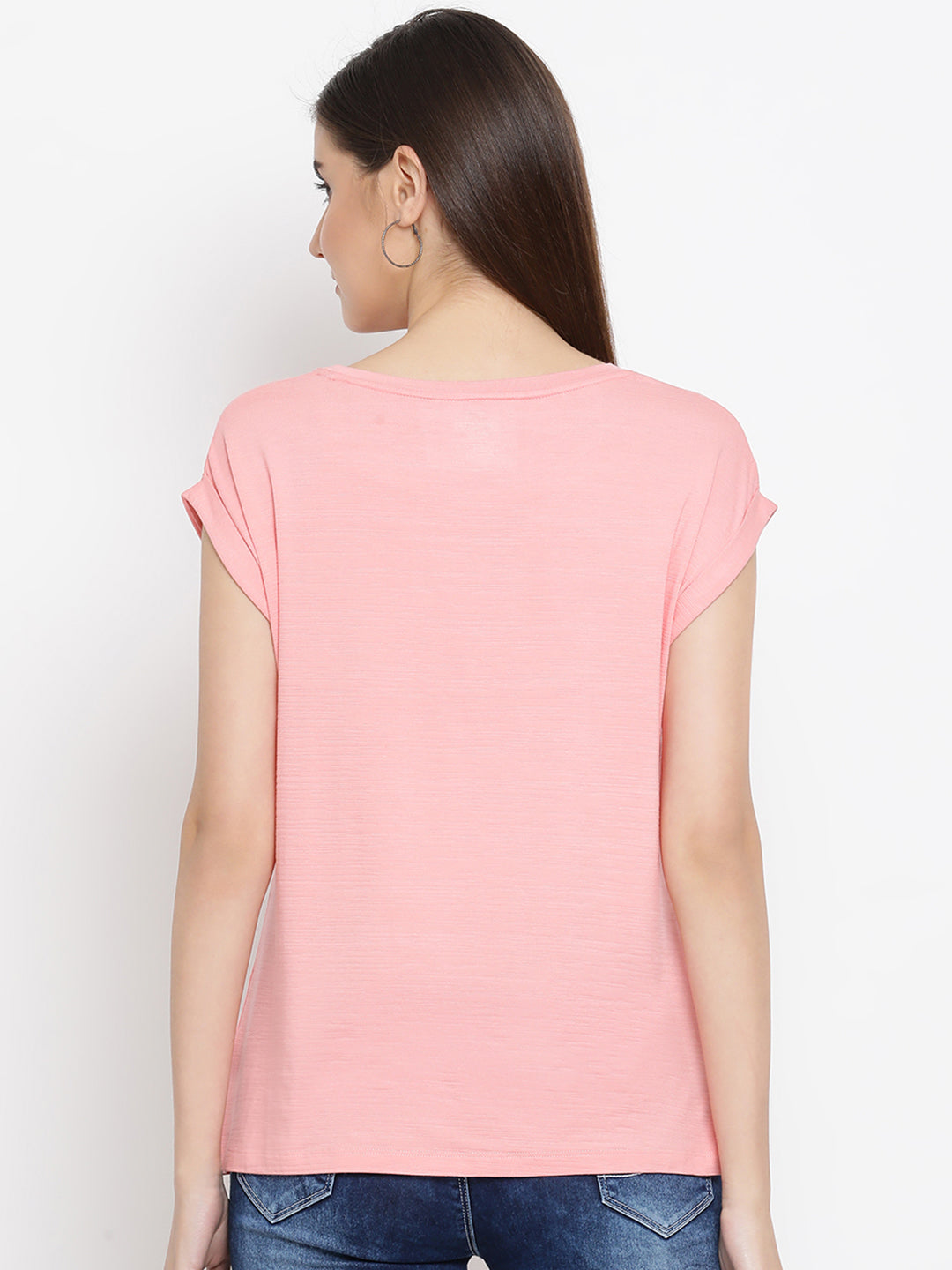 Pink Printed Round Neck T-Shirt - Women T-Shirts