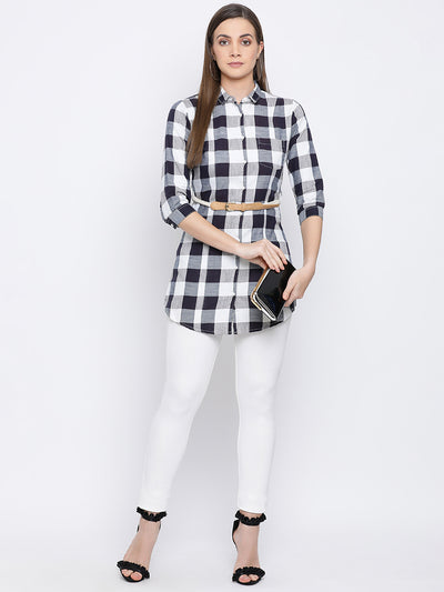 Checked Button Up Shirt - Women Shirts