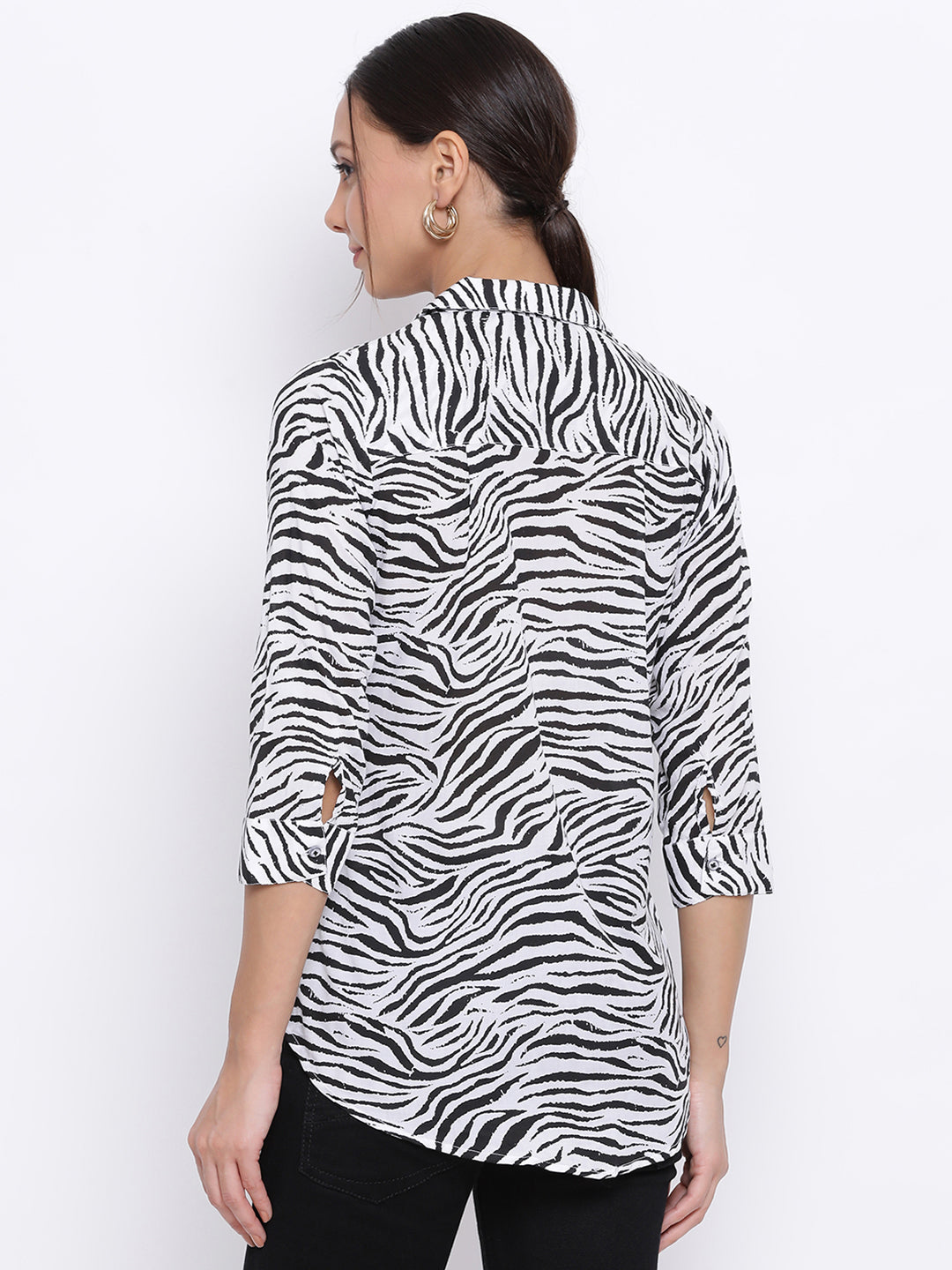 Black Printed Slim Fit shirt - Women Shirts