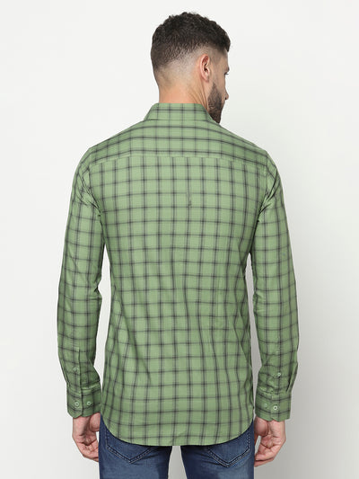 Green Windowpane Checked Shirt-Men Shirts-Crimsoune Club