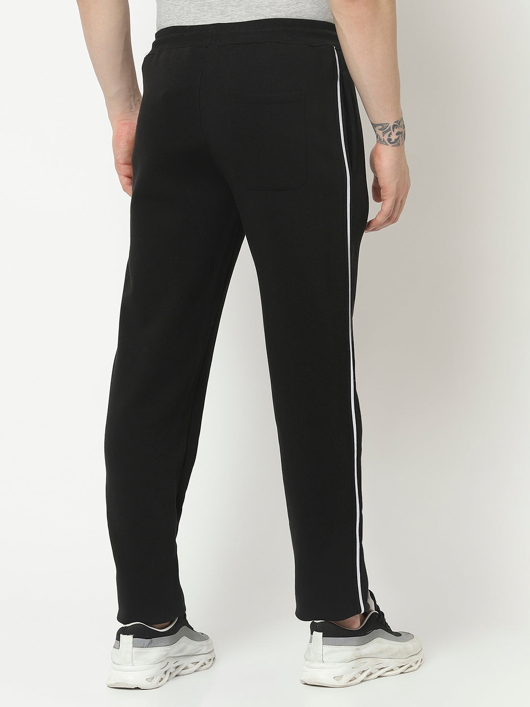  Black Track Pant with Contrast Logo Work