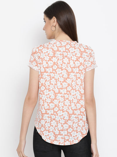 Orange Floral Top - Women Tops