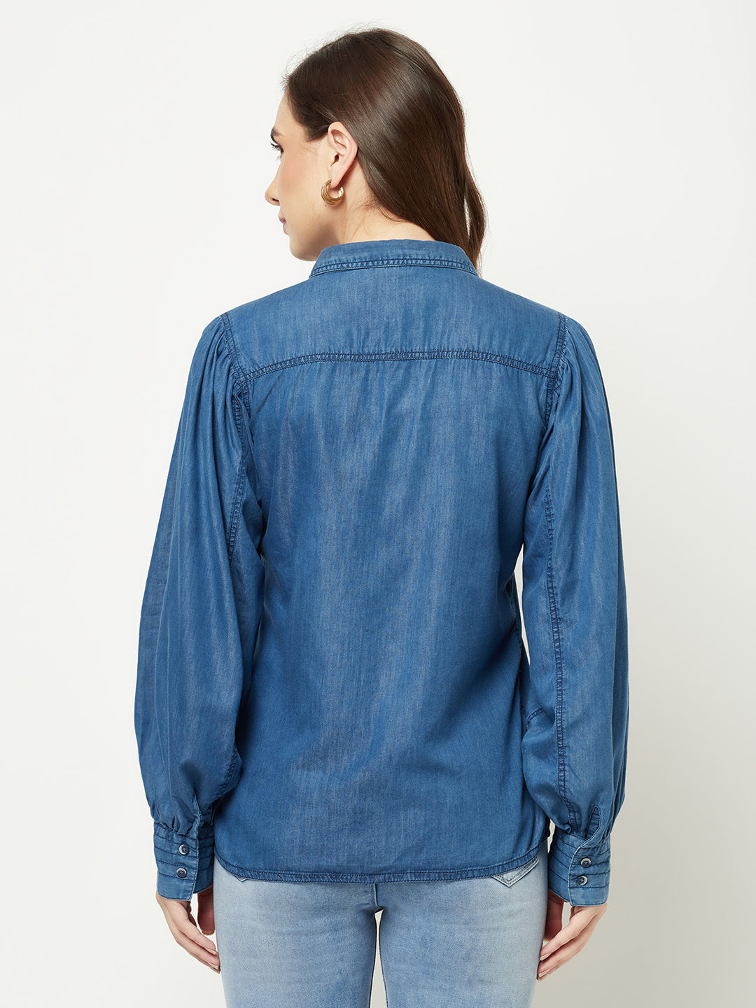  Bishop Sleeve Denim Shirt