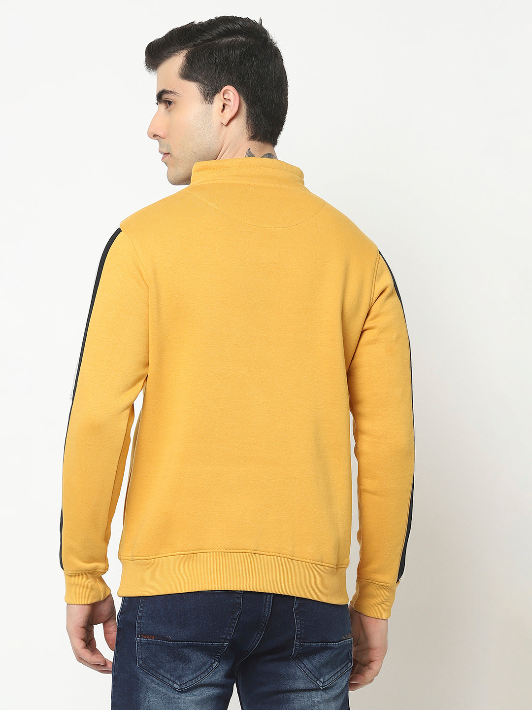  Mustard Sweatshirt with Typography Print