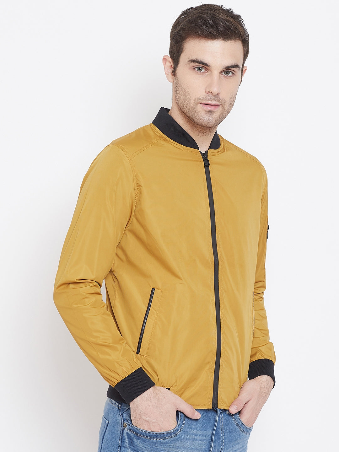 yellow Mock Neck Jacket - Men Jacket