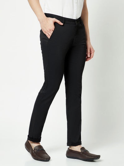  Black Textured Chino Trousers