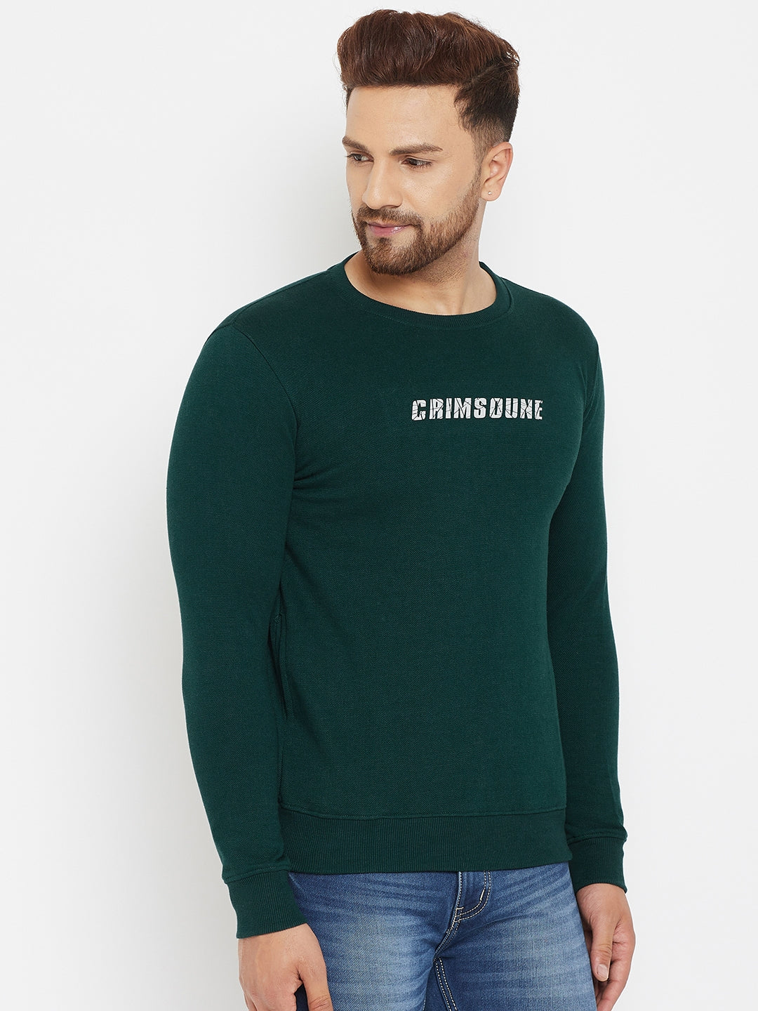 Green Printed Sweatshirt - Men Sweatshirts