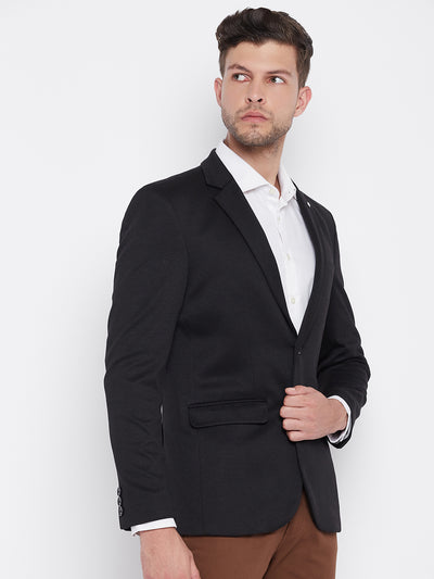 Black Notched Lapel Blazer - Men Blazers