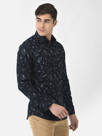  Navy Blue Shirt in Floral Print 