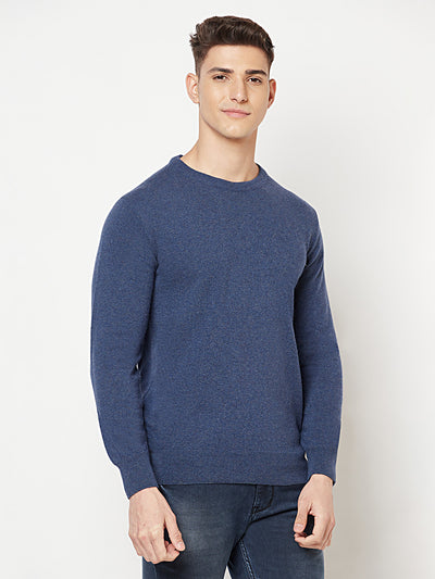 Blue Round Neck Sweater - Men Sweaters