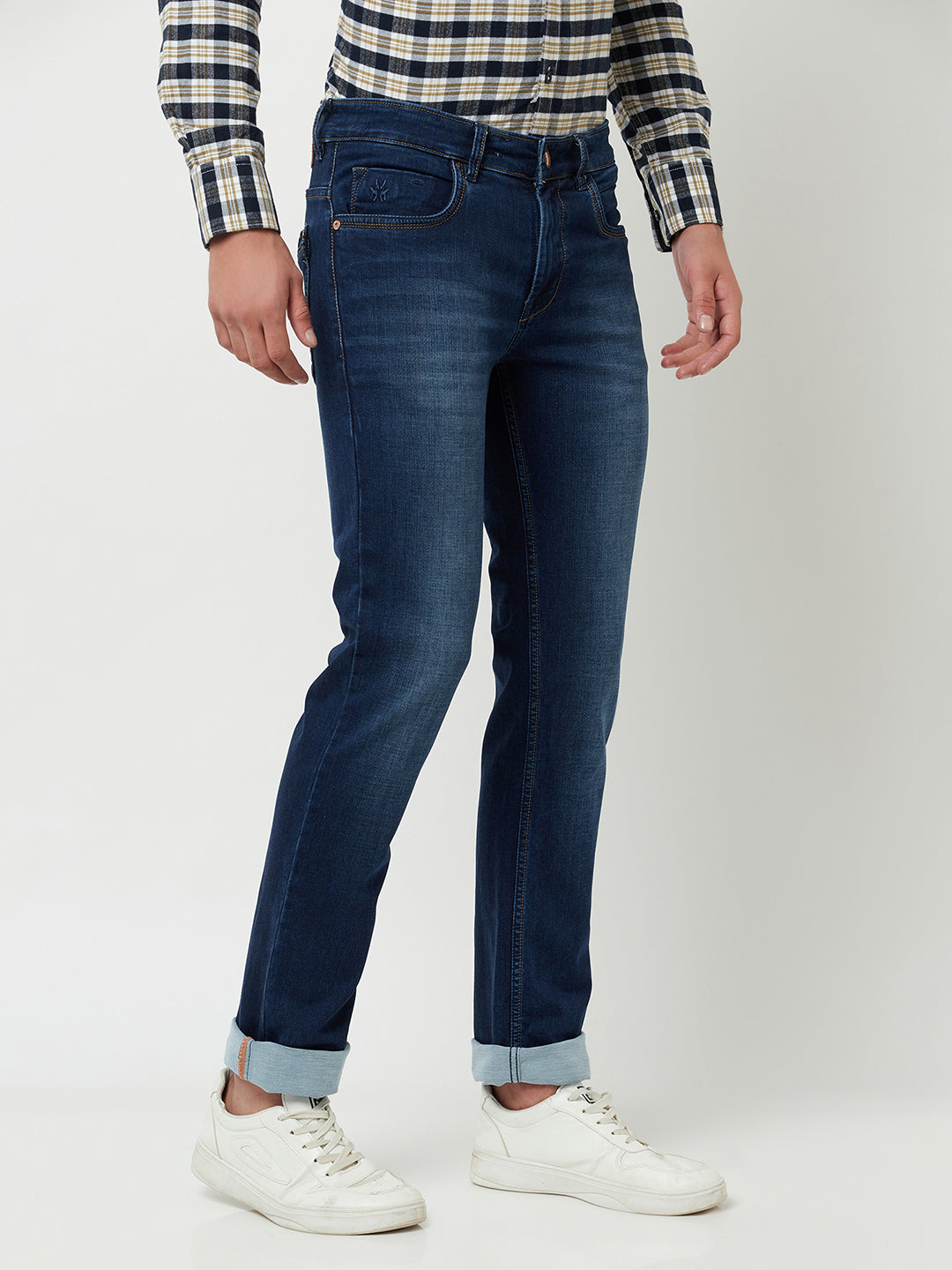 Navy Blue Light Faded Jeans-Men Jeans-Crimsoune Club