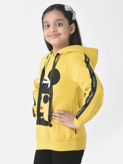  Mustard Graphic Face Hooded Sweatshirt