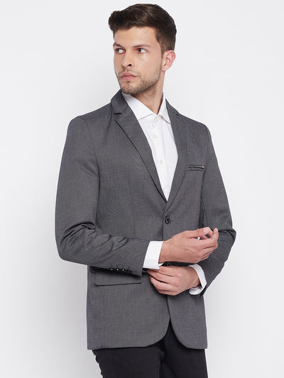 Grey Notched Lapel Blazer - Men Blazers