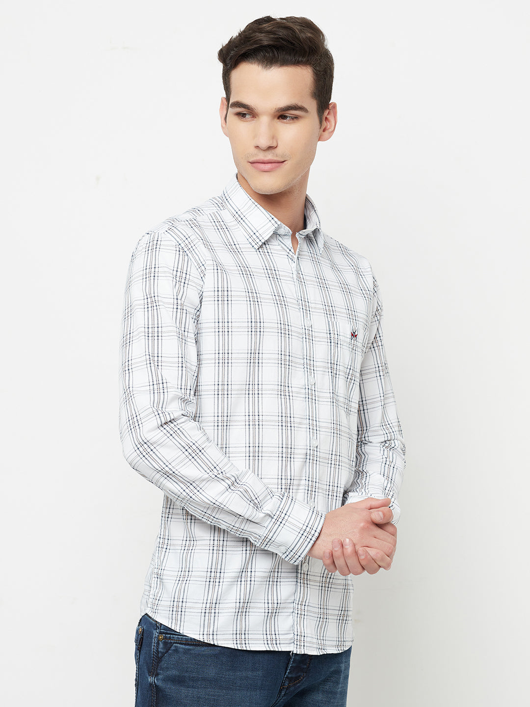 White Checked Shirt - Men Shirts
