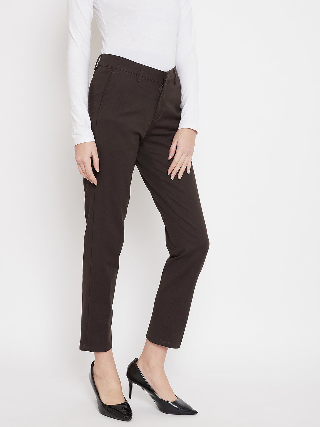 Brown Slim fit Chinos - Women Trousers