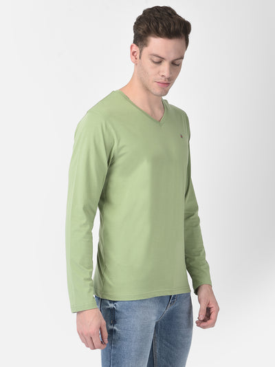 Long-Sleeved Green T-Shirt-Men T-Shirts-Crimsoune Club