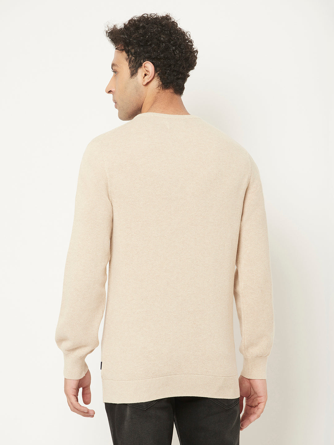 Beige Sweater in Pure Cotton-Men Sweaters-Crimsoune Club