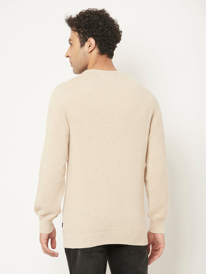 Beige Sweater in Pure Cotton-Men Sweaters-Crimsoune Club