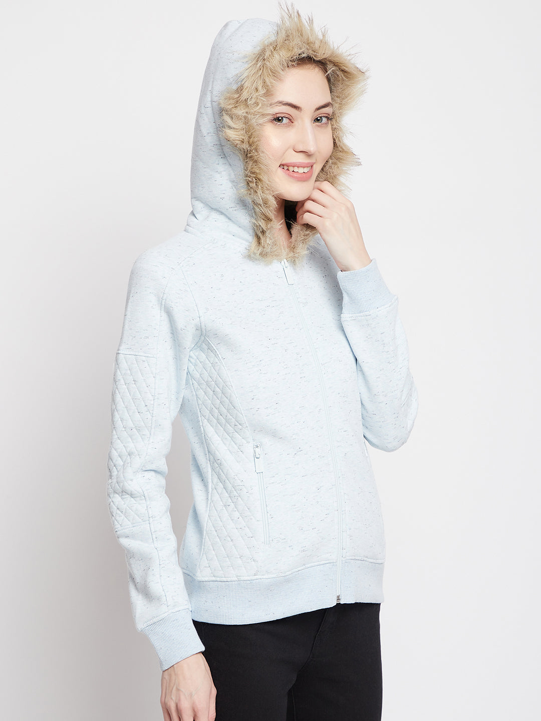 Blue Hooded Sweatshirt - Women Sweatshirts