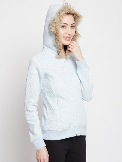 Blue Hooded Sweatshirt - Women Sweatshirts