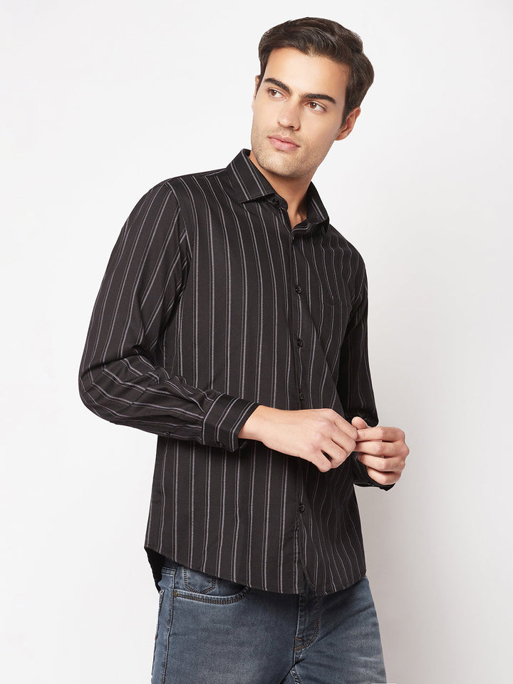  Black Striped Business Shirt