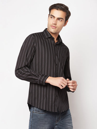  Black Striped Business Shirt